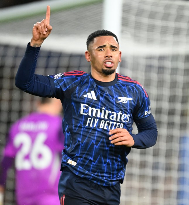 LEEDS, ENGLAND - JANUARY 31: Gabriel Jesus celebrates scoring the 4th Arsenal goal during the Premier League match between Leeds United and Arsenal at Elland Road on January 31, 2026 in Leeds, England. (Photo by Stuart MacFarlane/Arsenal FC via Getty Images)
