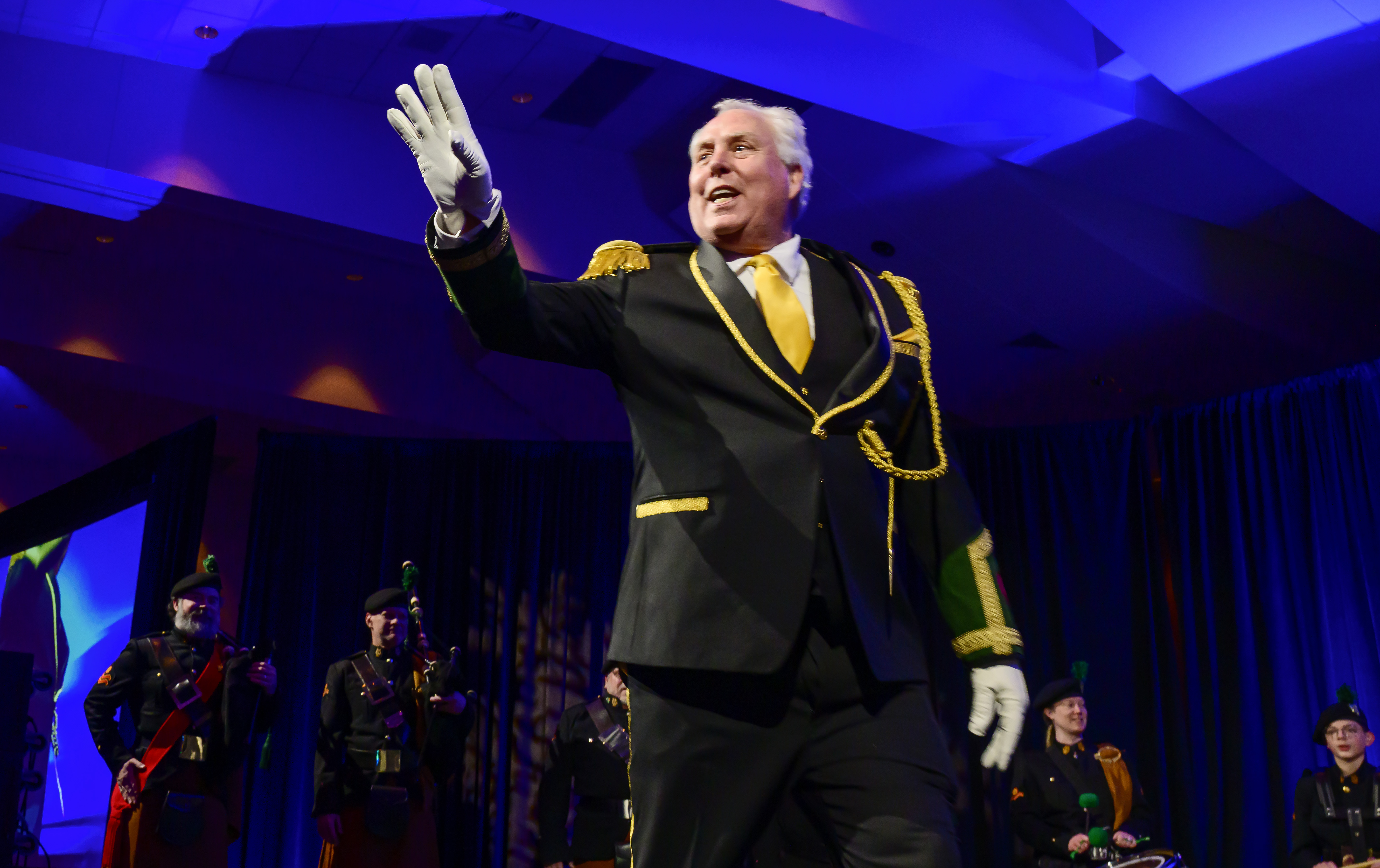 Boreas LXXXVIX Peter Kenefick waves to the crowd after being...
