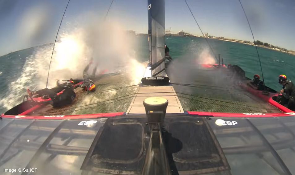 Spain’s Los Gallos SailGP Team crash out of practice racing – Sailweb