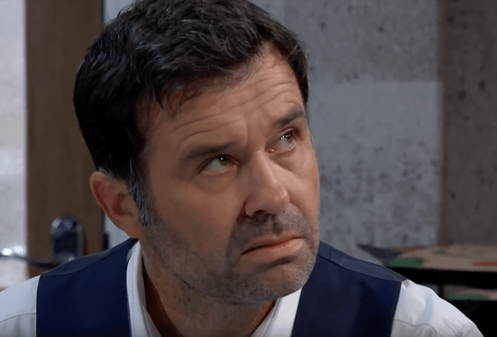 Andrew Scarborough as Graham Foster looking up in Emmerdale.