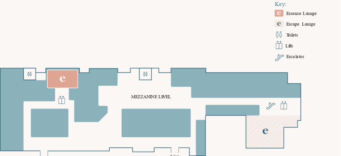 Map of the location of the Escape Lounges at Bristol Airport