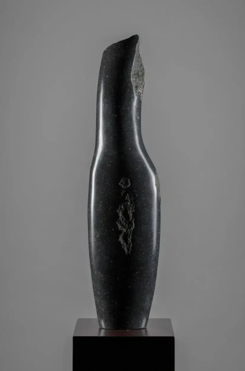 Emily Young, Black Swan I, 2019. Kilkenny Marble, 16x61. Courtesy of
Gerrish Fine Art.