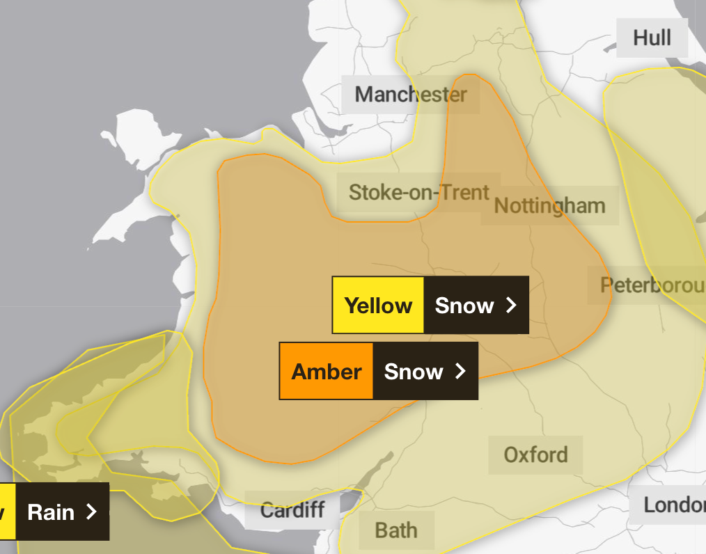 The amber snow warning on 8 January