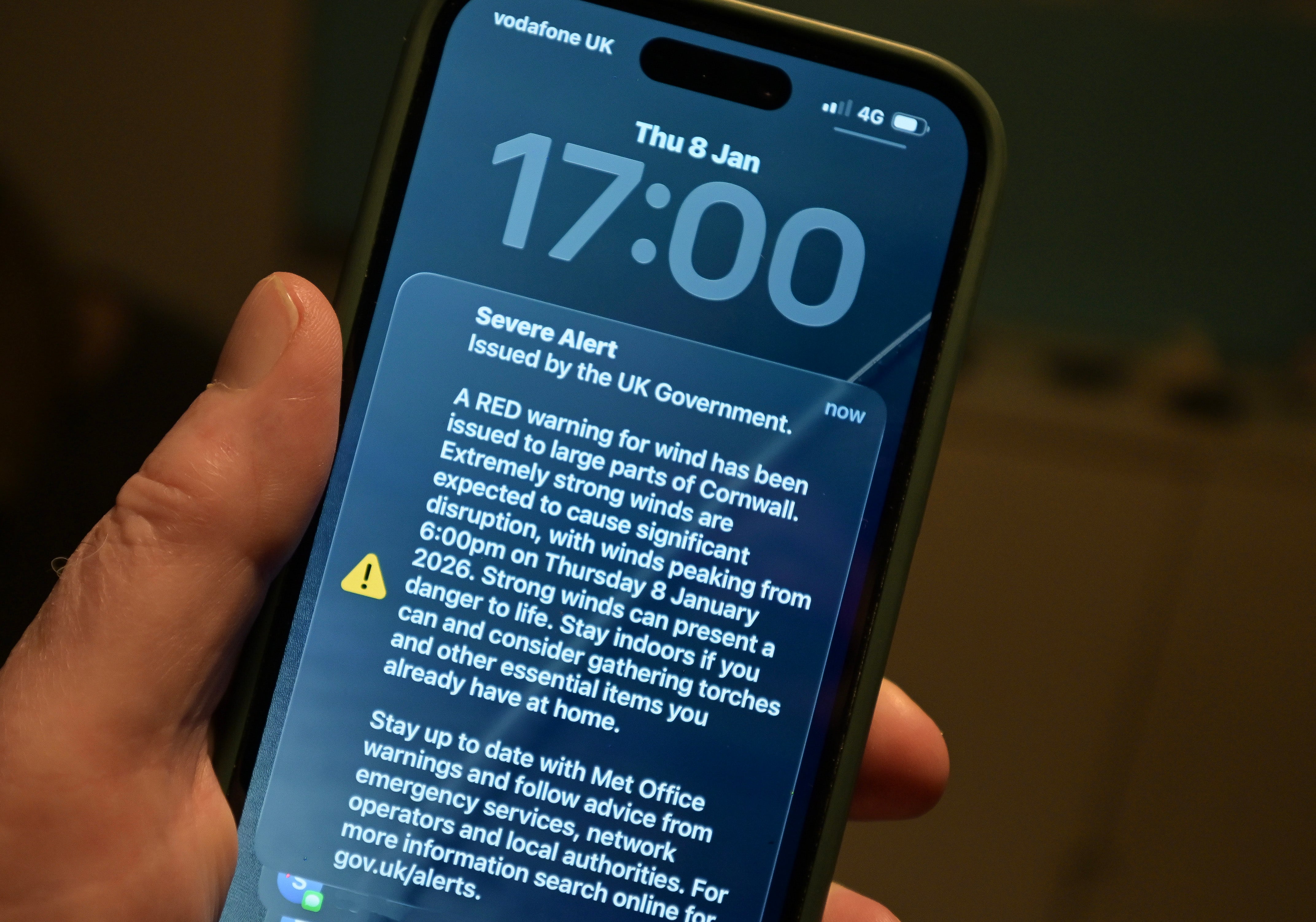 A government red alert was sent to mobile phones in the southwest