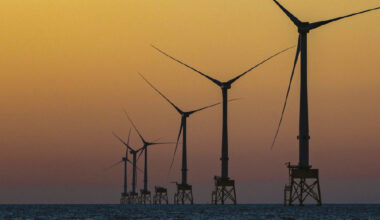 row of wind turbines