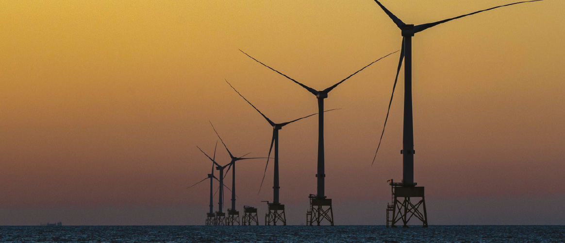row of wind turbines