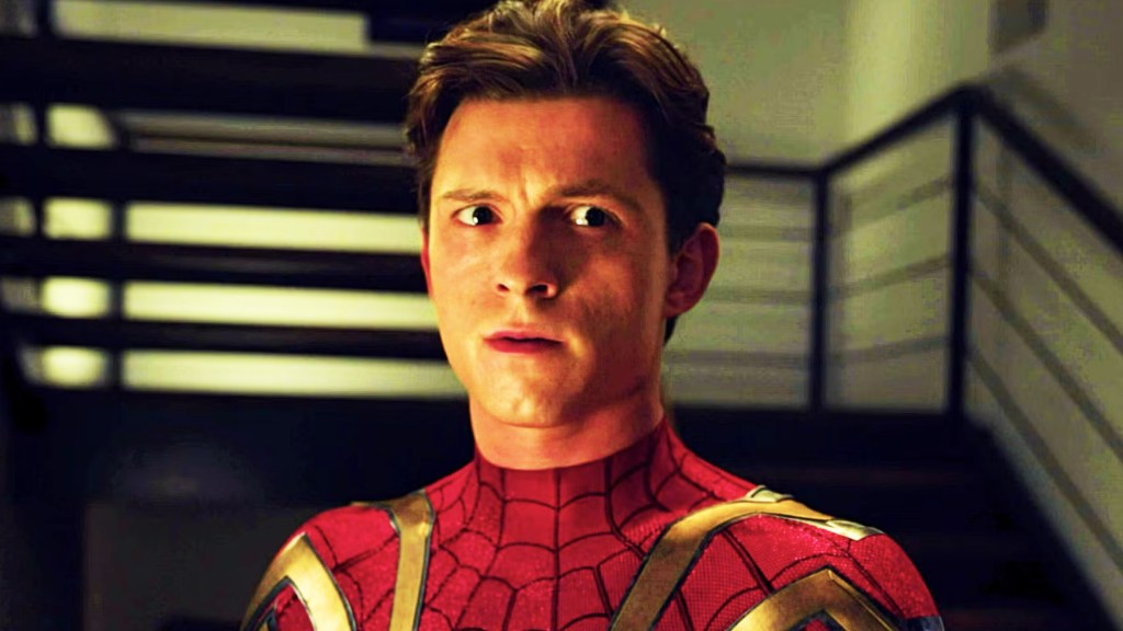 Tom Holland's Peter Parker in Happy Hogan's apartment in Spider-Man No Way Home