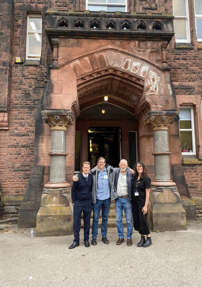 Ton with David Bedford (Liverpool and Beatle Historian), Rod Davies (Original Quarry Men Member), Leigh Bevan (Calderstones Fundraising and Marketing coordinator)