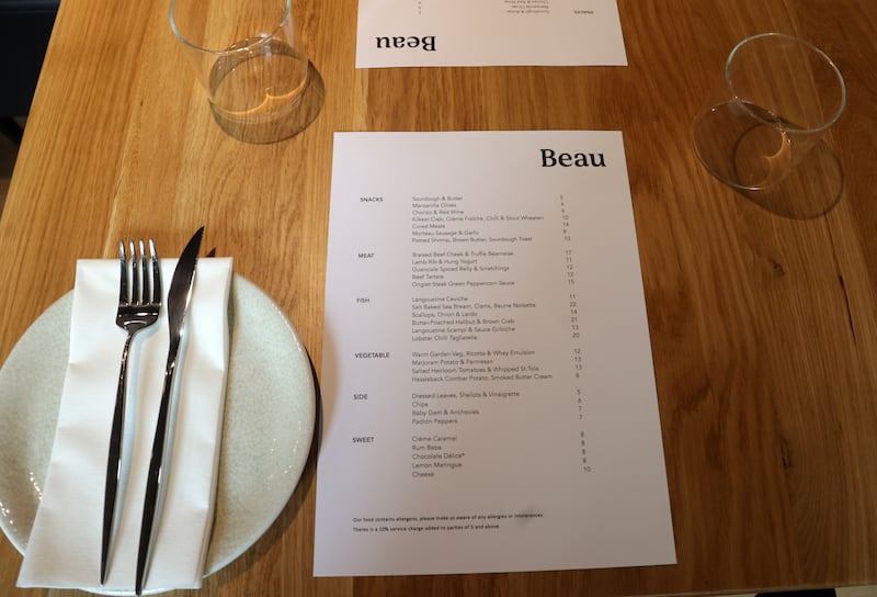 EATING OUT.  Beau Restaurant on  Warehouse Ln, Waring St, Belfast.
PICTURE COLM LENAGHAN