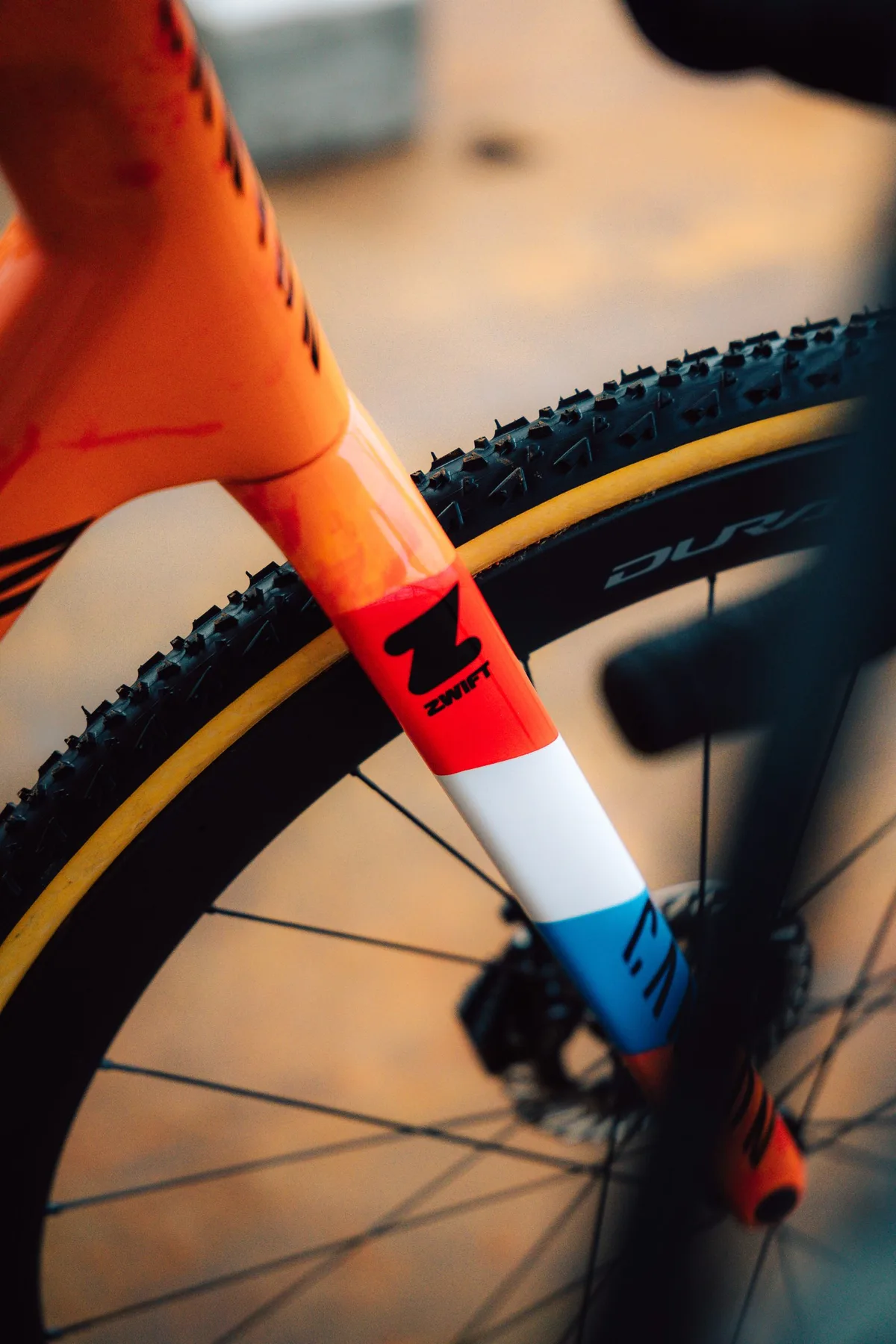 Mathieu van der Poel's Canyon Inflite for the 2026 UCI Cyclo-cross World Championships with Zwift logo.