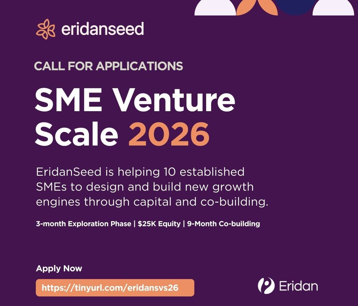 Call For Applications: Eridanseed SME Scale  Program 2026( Up to $25,000