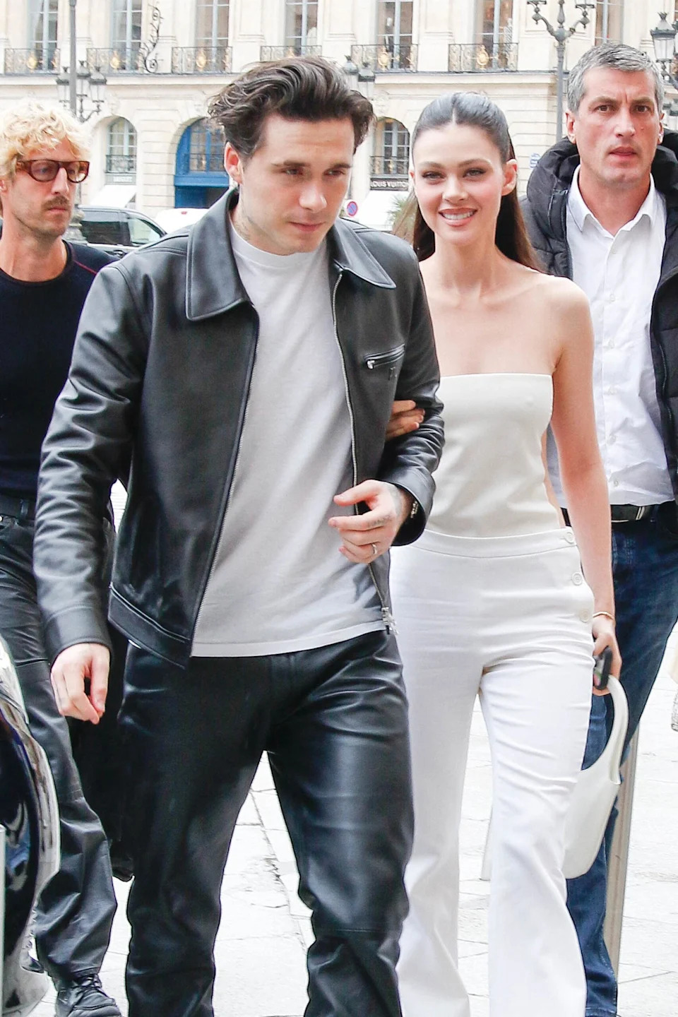 Brooklyn Beckham and Nicola Peltz arriving at their hotel during Paris Fashion Week