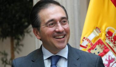 Spain's foreign affairs minister José Manuel Albares during a meeting in Madrid