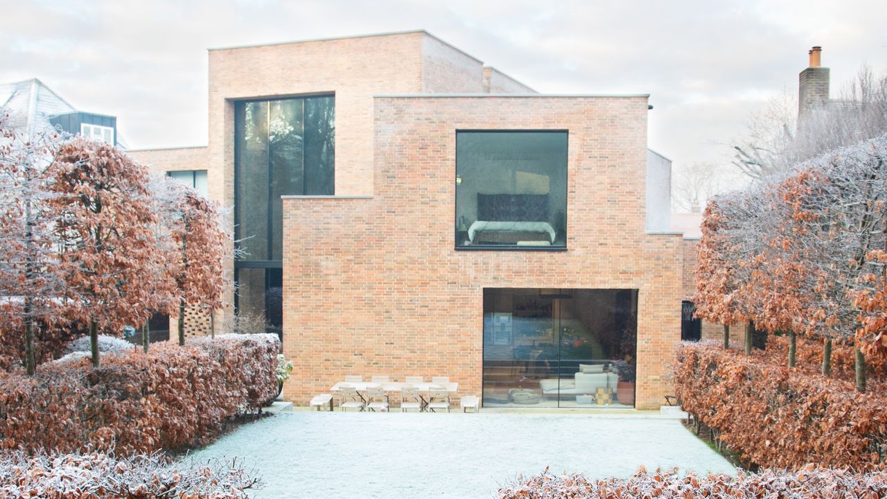 The calmly beautiful winter garden of a modernist house in Highgate