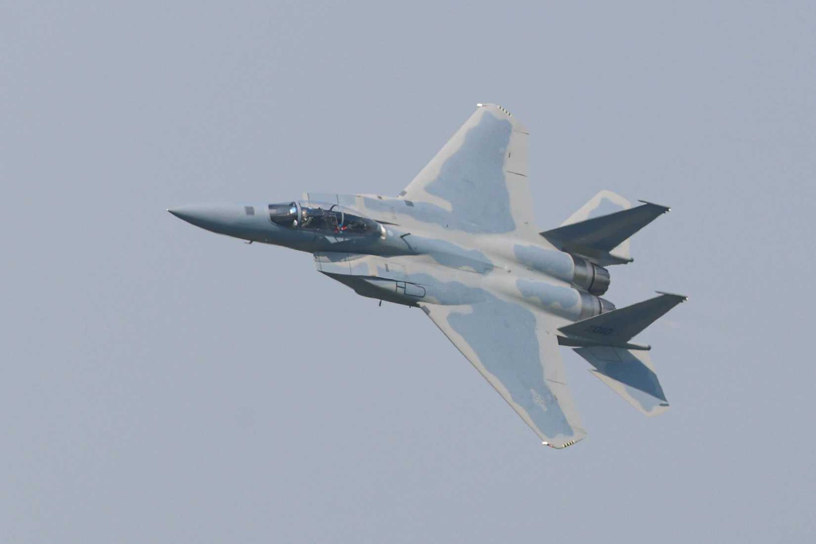 An F-15EX Eagle II from the Defense Contracting Management Agency Boeing St. Louis, flies over Selfridge Air National Guard Base, Michigan, June 11, 2025.