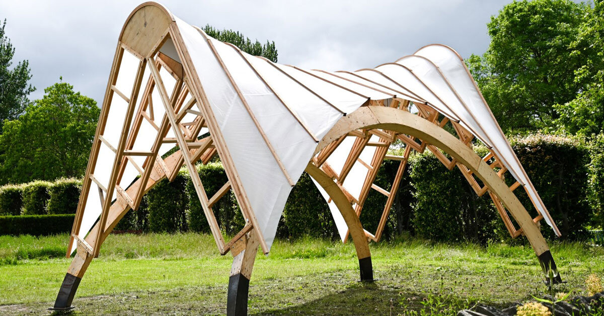 bartlett architecture students use robots to build arkhive reconfigurable timber pavilion