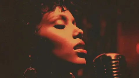 Sienna Rose Sienna Rose, a woman with dark curly hair seen in a sepia-toned image with eyes closed, wearing large hoop earrings and singing into an old-fashioned microphone 