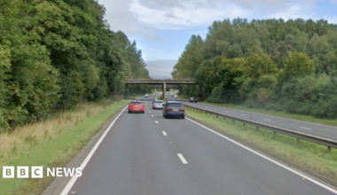 A stretch of motorway, including a bridge