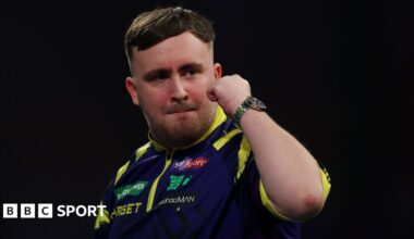 Luke Littler celebrates