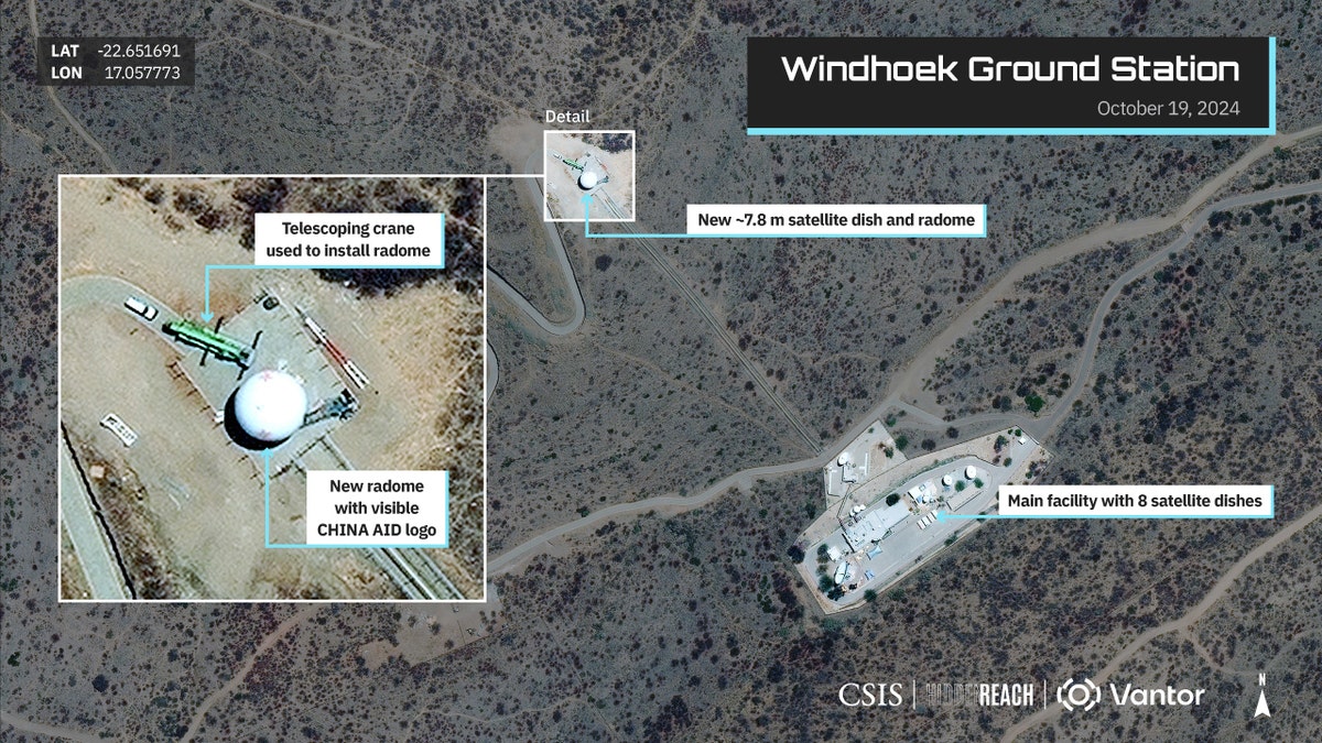 Image of a Chinese-built satellite station in Windhoek, Namibia. 