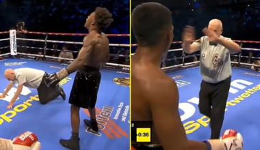 'Circus' - Boxing referee sent tumbling to the canvas before stopping fight as fans left stunned