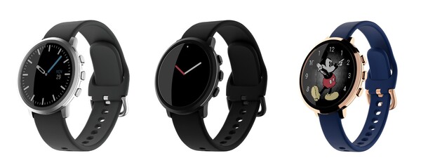 Pebble Round 2 in Brushed Silver, Matte Black, and  Polished Rose Gold. (Image source: Repebble)