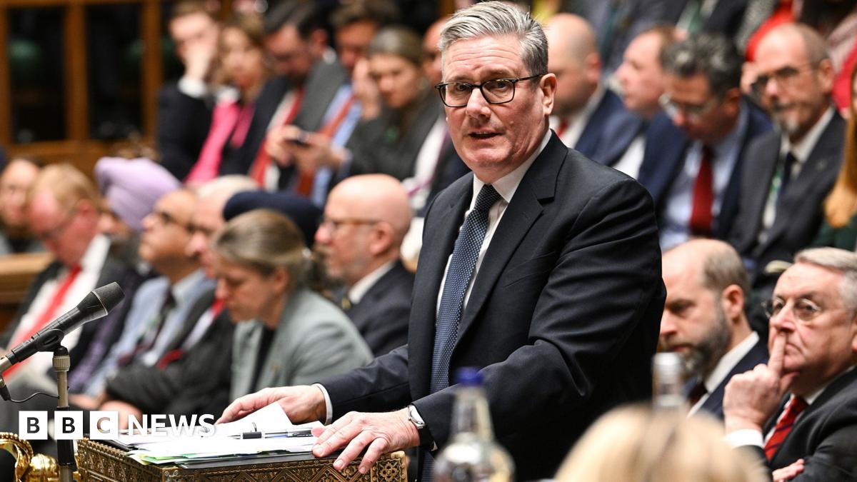 Sir Keir Starmer standing and speaking at Prime Minister's Question time in the House of Commons today
