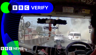 BBC Verify: Footage captures moment second Thailand crane collapses killing two