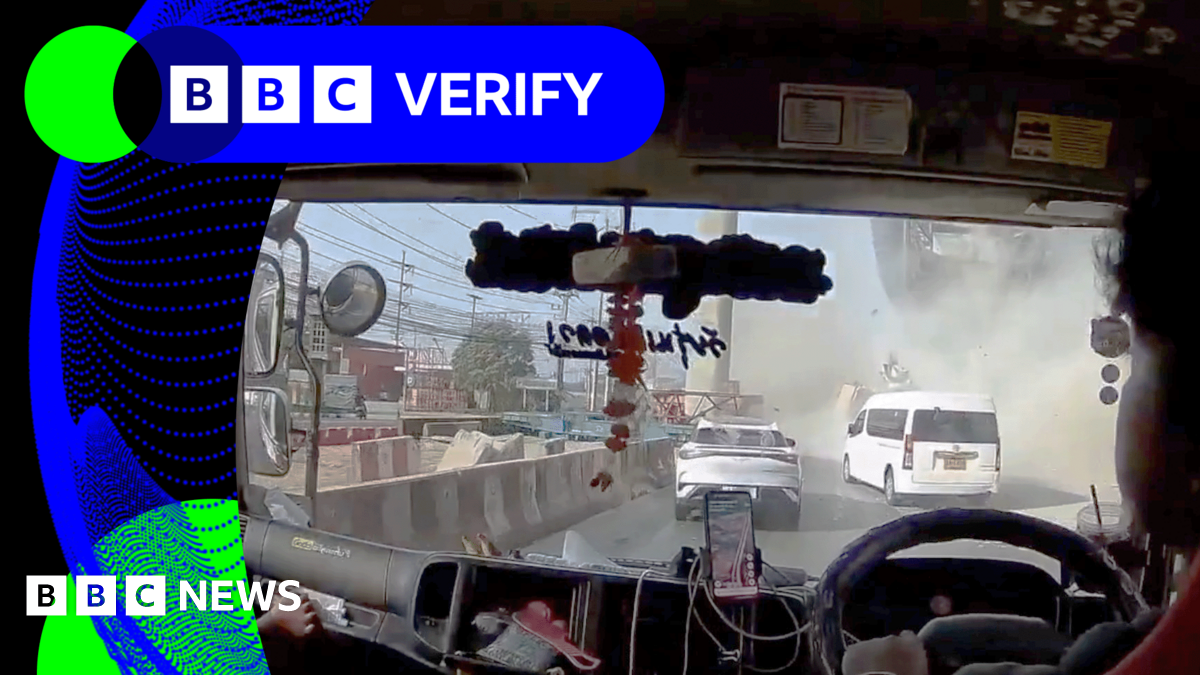 BBC Verify: Footage captures moment second Thailand crane collapses killing two