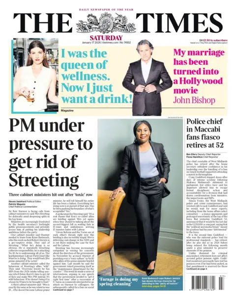 "PM under pressure to get rid of Streeting" reads the headline on the front page of the Times.