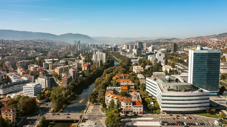 Urban landscape of Sarajevo with its modern buildings