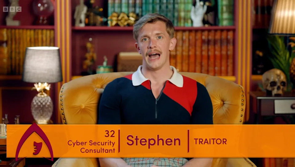 No one believes Stephen could be a Traitor. (BBC screengrab)