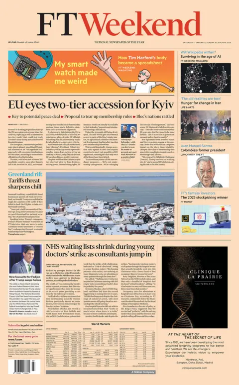 "EU eyes two-tier accession for Kyiv" reads the headline on the front page of the Financial Times.