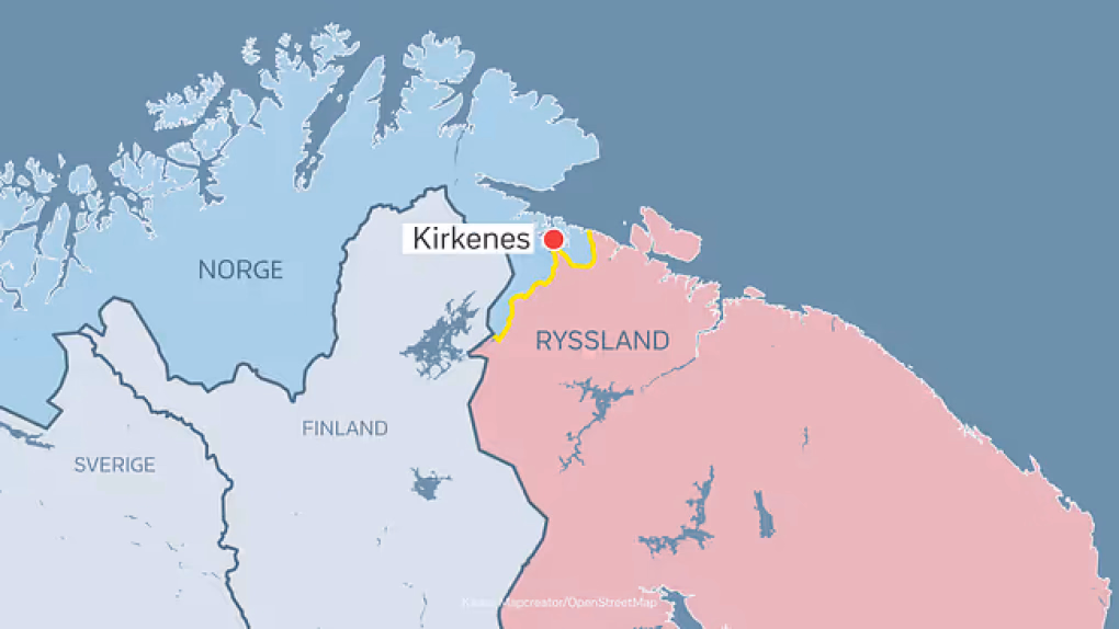 Kirkenes, a Norwegian border town located between Finland, Russia, and the Arctic Ocean. (Source: SVT Graphics) Kirkenes, a Norwegian border town located between Finland, Russia, and the Arctic Ocean. (Source: SVT Graphics)