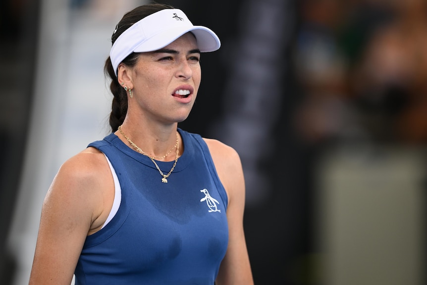 Ajla Tomljanović looks on at the Brisdbane International.