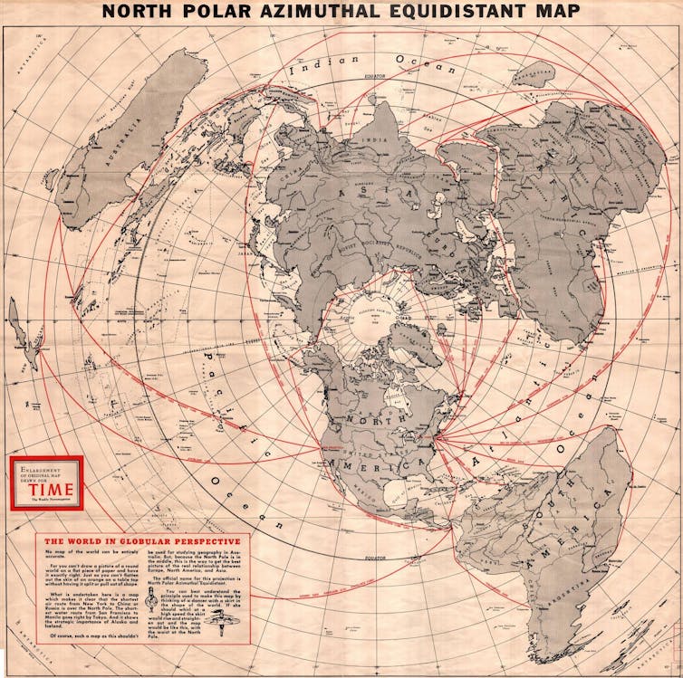 a map using the North Polar Azimuthal Equidisant Projection