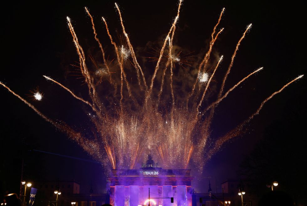 Fireworks over Berlin's Brandenburg Gate