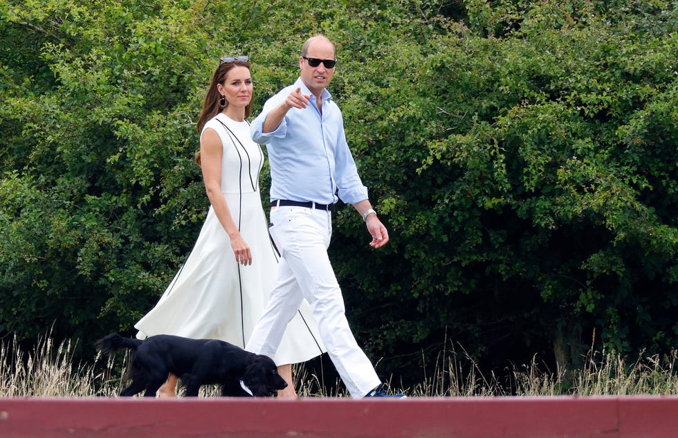 windsor, united kingdom july 06: (embargoed for publication in uk newspapers until 24 hours after create date and time) catherine, duchess of cambridge and prince william, duke of cambridge, with their dog orla, attend the out sourcing inc. royal charity polo cup at guards polo club, flemish farm on july 6, 2022 in windsor, england. (photo by max mumby/indigo/getty images)
