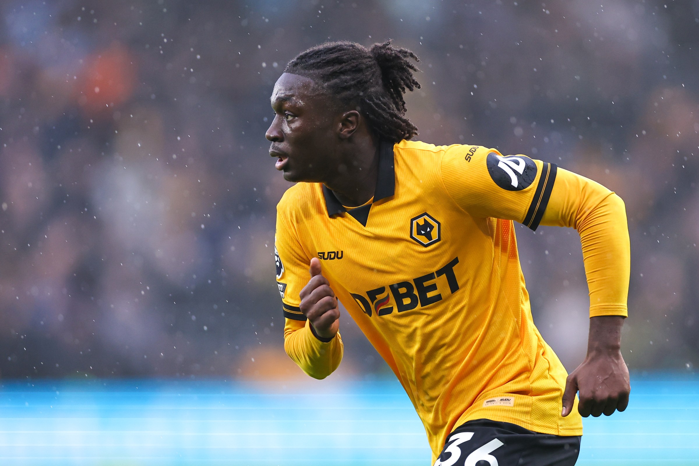 WOLVERHAMPTON, ENGLAND - JANUARY 18: Mateus Mane of Wolverhampton Wanderers during the Premier League match between Wolverhampton Wanderers and Newcastle United at Molineux on January 18, 2026 in Wolverhampton, England. (Photo by Robbie Jay Barratt - AMA/Getty Images)