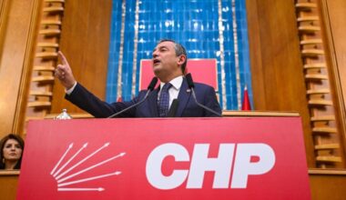 Leader of the Republican Peoples Party (CHP) Ozgur Ozel speaks during his partys group meeting at the Turkish Grand National Assembly in Ankara, Türkiye on November 05, 2024. (AA Photo)