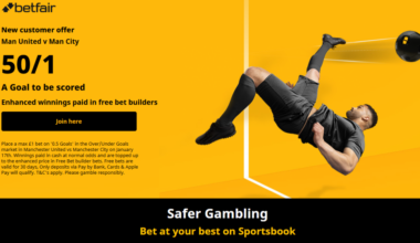 Betfair Manchester Derby Offer – 50/1 A Goal To Be Scored (17 January 2026)