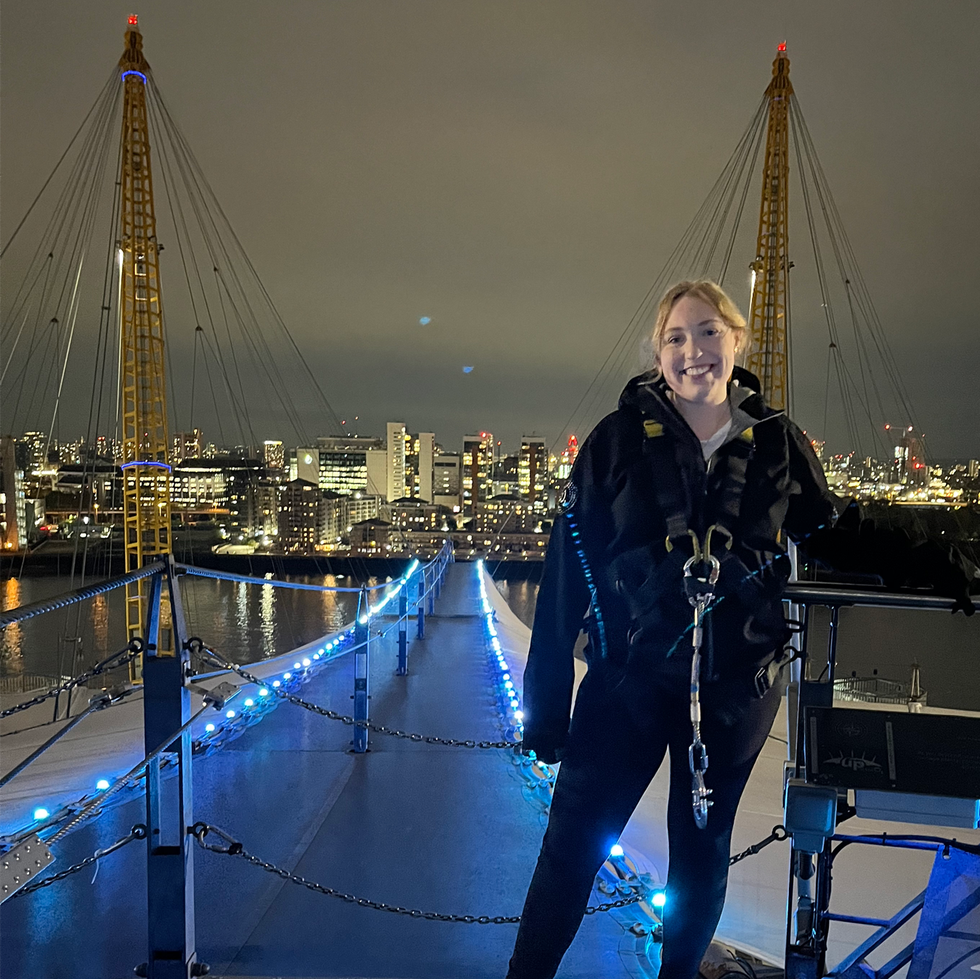 kate on top of o2 arena in london
