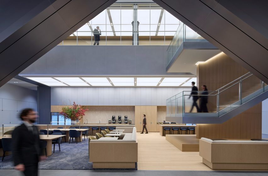 Double-height atrium inside 270 Park Avenue