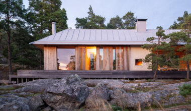 mer architects nods to finnish fishing huts with långholmen island home
