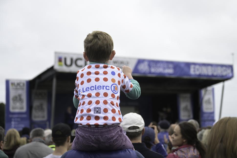 Fans at the team presentations, 2023 UCI Cycling World Championships, Men's Elite Road Race, Edinburgh to Glasgow, Scotland