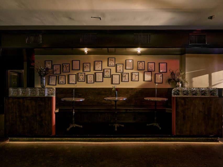 Bar lined with glass brick in New York