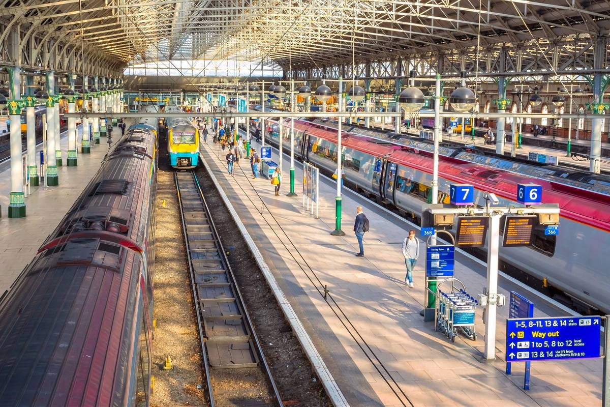 Manchester, UK - May 18 2018: Manchester Piccadilly is the principal railway station in Manchester hosts long-distance intercity and cross-country services to national destinations