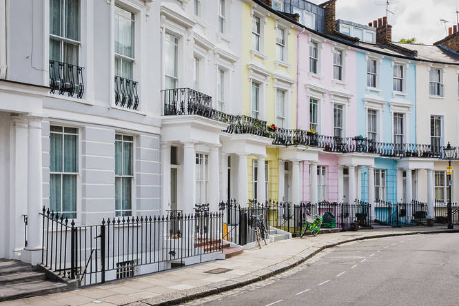 Colourful townhouses in Primrose Hill