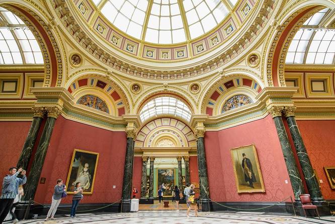 London, UK - June 11, 2018: Interior of The National Gallery
