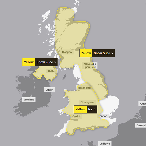Yellow warnings for snow and frosty conditions persist into Saturday. Pic: Met Office